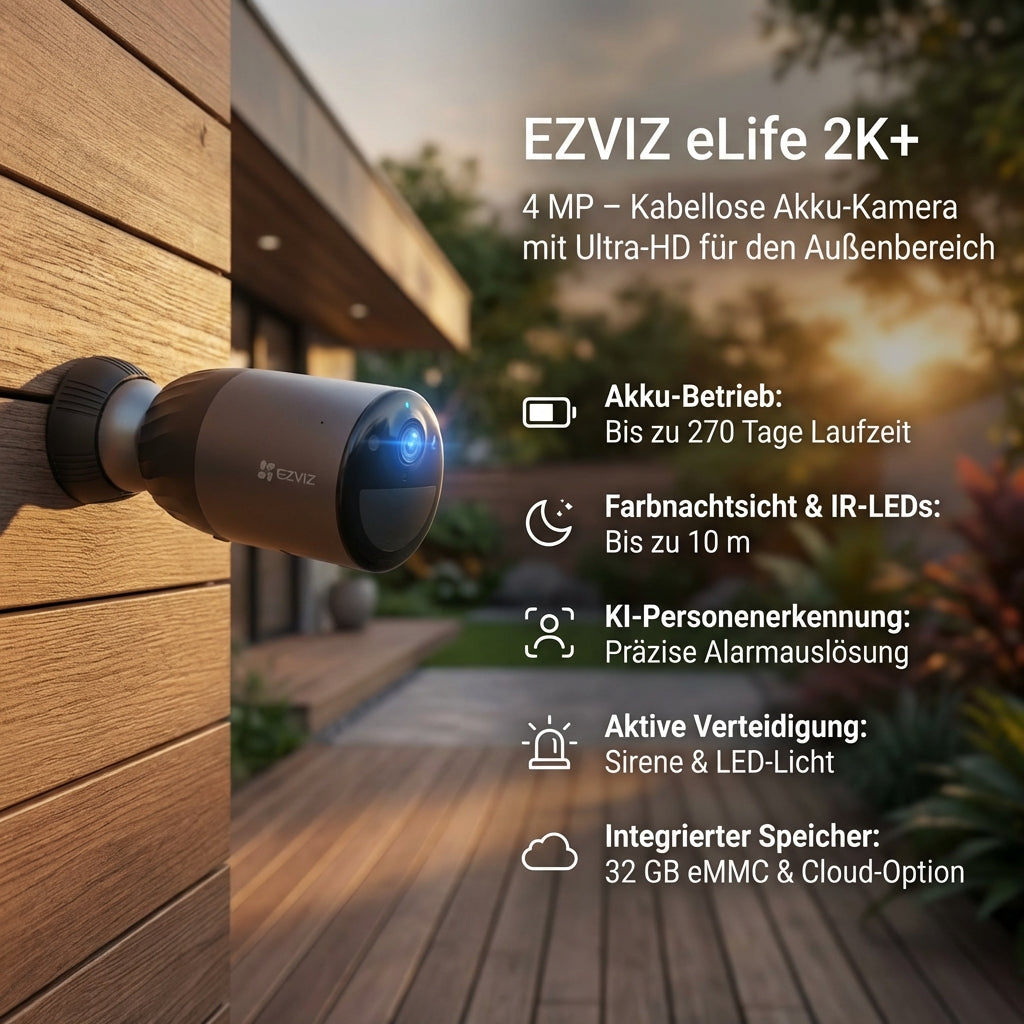 Sicher und smart: Wie die EZVIZ eLife 2K+ Outdoor Akku-Kamera Ihre Außenbereiche schützt